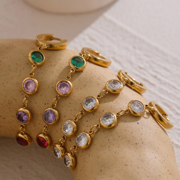 Stylish Colored Diamonds Long Earrings - Picture 3 of 6